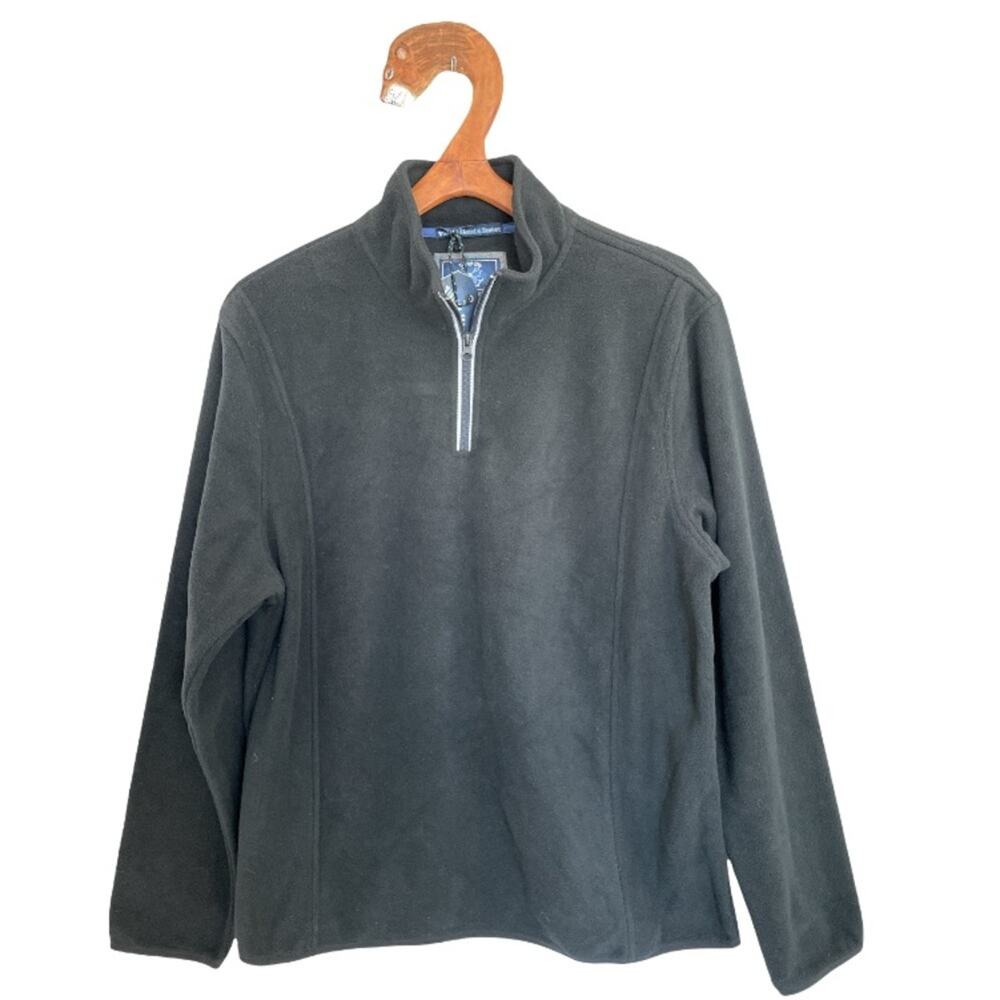 Vintage 1946 Men's Quarter Zip Black Fleece Pullover New with tags size XL